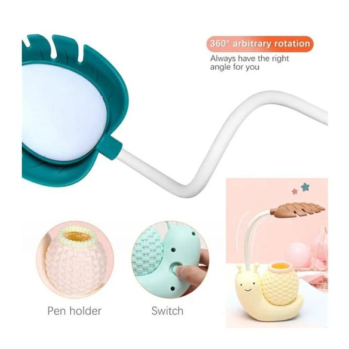 Snail Design Rechargeable LED Desk Lamp with Pen Holder