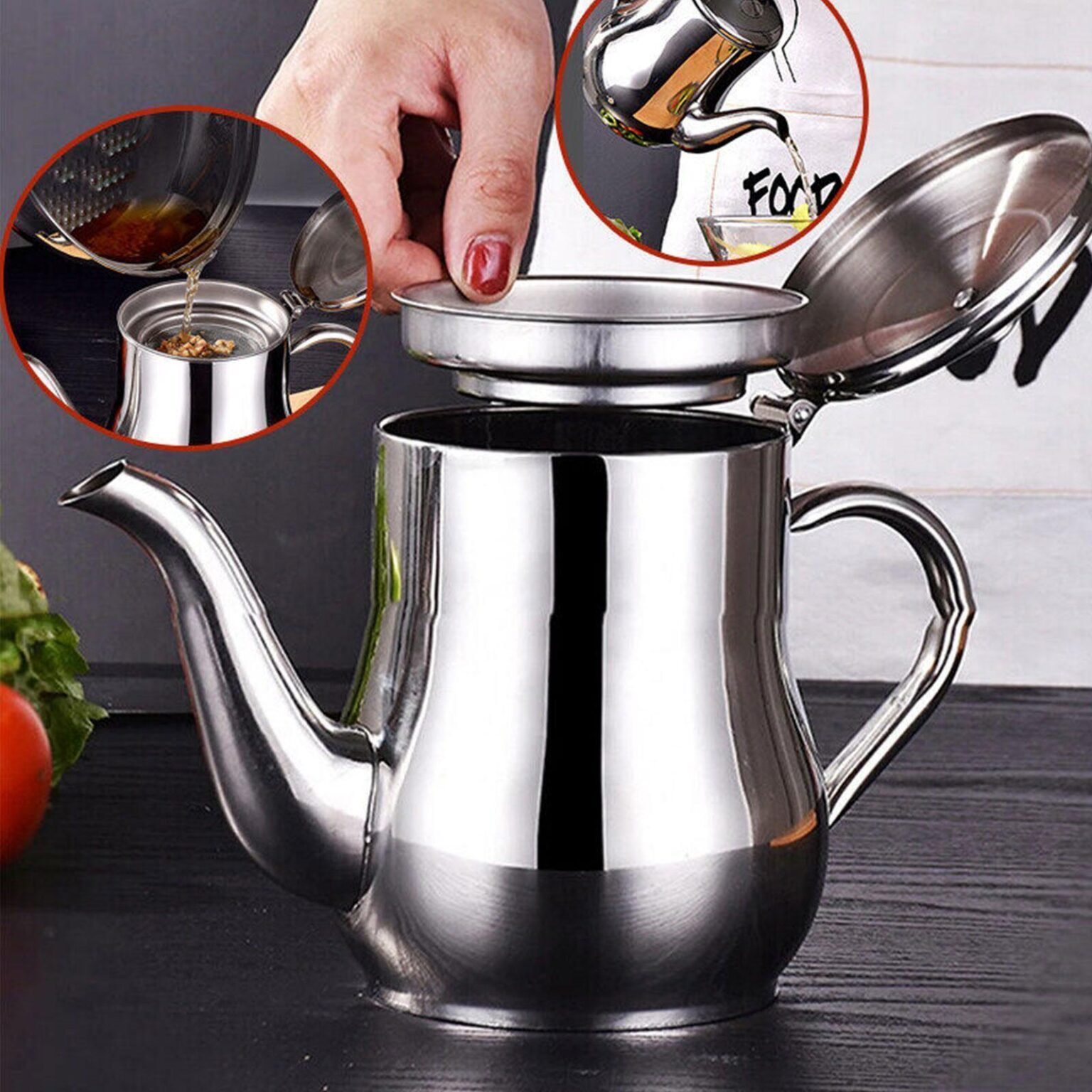 Stainless Steel Oil Strainer Pot - Image 2